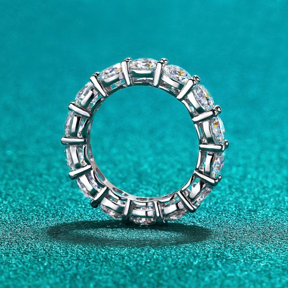Certified 6~8 ct. t.w. 5mm Moissanite Diamond Full Eternity Band Ring NEW - Picture 7 of 15